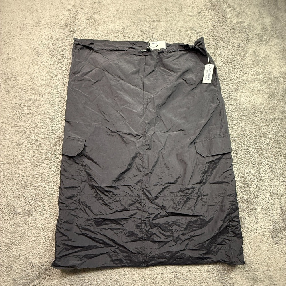 Old Navy Quick Dry Cargo Skirt NWT High Rise Womens L Tall Black 100% Nylon
